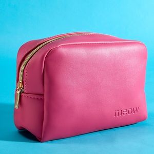 Bright Pink MEOW Zip-Pouch - NWT - Makeup Bag for Cat Addicts